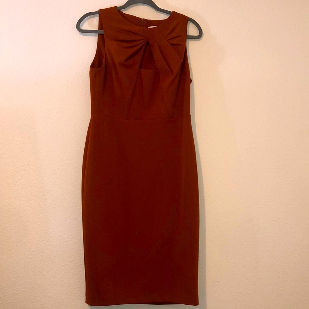 Calvin Klein, strapless dress, burnt orange, perfect condition. Size 8.